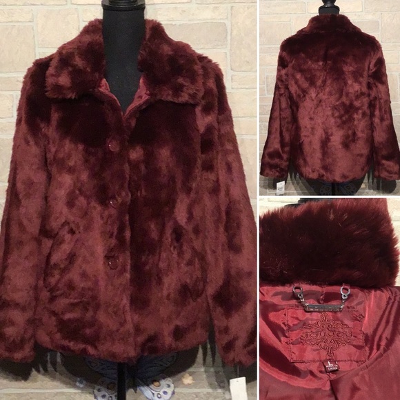 Jou Jou Jackets & Blazers - Jou Jou Sz L - Burgundy softest Plush coat ever 🥰